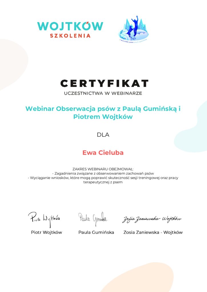 Obserwacja psów z Paulą Gumińską i Piotrem Wojtków