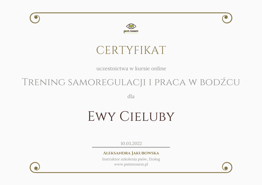 Samoregulacja i praca w bodźcu - Psim Nosem Aleksandra Jakubowska