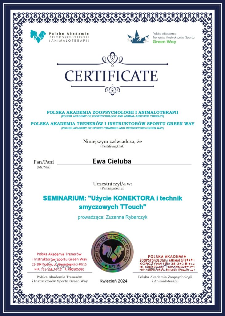 Użycie konektora i technik smyczowych TTouch - Zuzanna Rybarczyk