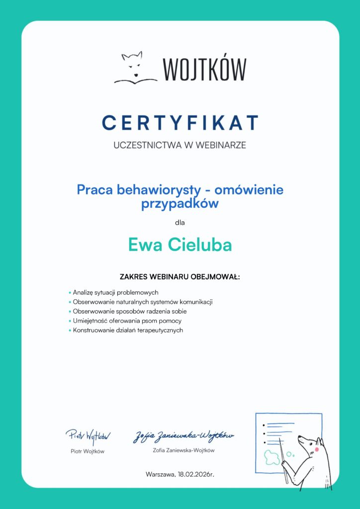 Praca behawiorysty - omówienie przypadków - Wojtków Szkolenia