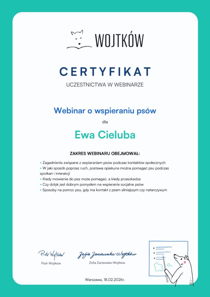 Webinar o wspieraniu psów - Wojtków Szkolenia